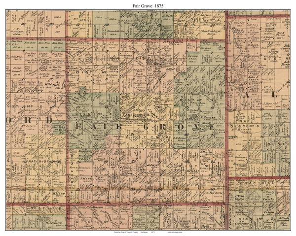 Fair Grove, Michigan 1875 Old Town Map Custom Print - Tuscola Co