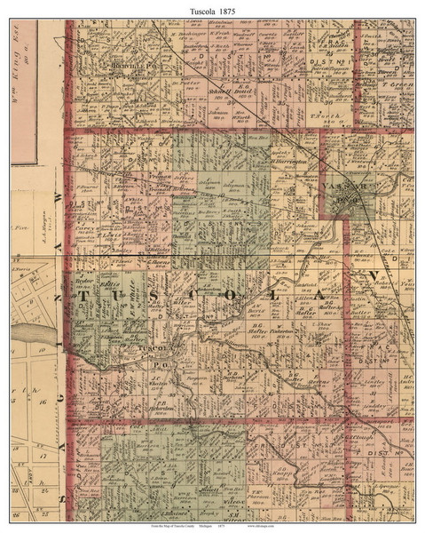 Tuscola, Michigan 1875 Old Town Map Custom Print - Tuscola Co