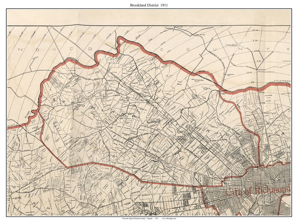 Brookland District, Virginia 1911 Old Town Map Custom Print - Henrico Co.