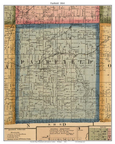 Fairfield, Michigan 1864 Old Town Map Custom Print - Lenawee Co Fairfield, Michigan 1864 Old Town Map Custom Print - Lenawee Co