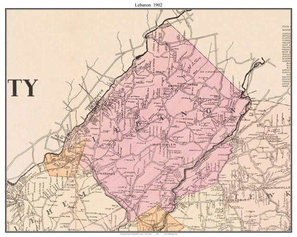 Lebanon, New Jersey 1902 Old Town Map Custom Print - Hunterdon Co.
