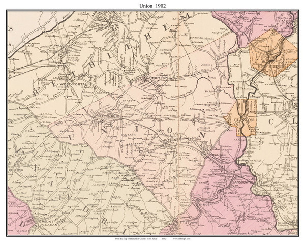 Union, New Jersey 1902 Old Town Map Custom Print - Hunterdon Co.