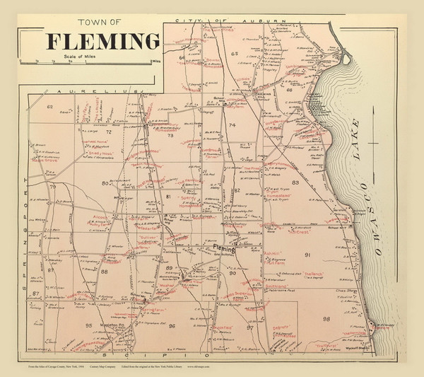 Fleming, New York 1904 - Old Town Map Reprint - Cayuga Co. Atlas 68