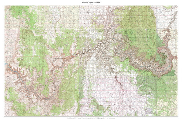 Grand Canyon 1984 - Custom USGS Old Topo Map - Arizona Grand Canyon 1984 - Custom USGS Old Topo Map - Arizona