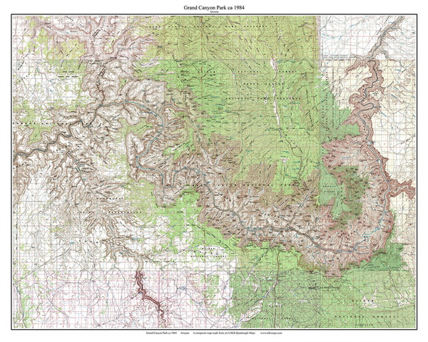 Grand Canyon Park 1984 - Custom USGS Old Topo Map - Arizona
