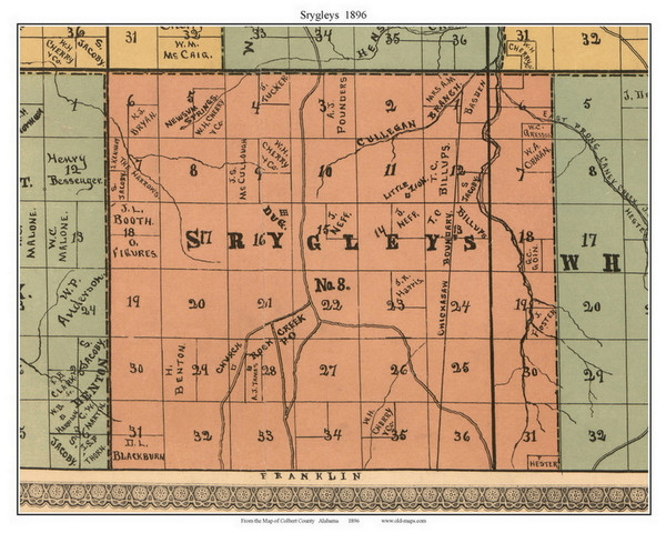 Srygleys, Alabama 1896 Old Town Map Custom Print - Colbert Co