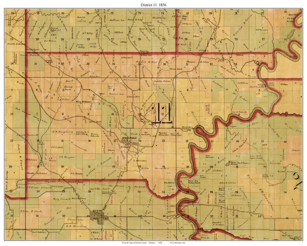 District 11, Alabama 1856 Old Town Map Custom Print - Greene Co
