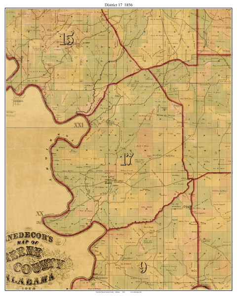 District 17, Alabama 1856 Old Town Map Custom Print - Greene Co