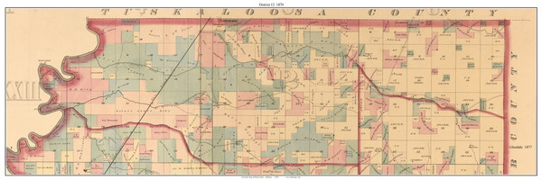 District 12, Alabama 1870 Old Town Map Custom Print - Hale Co.