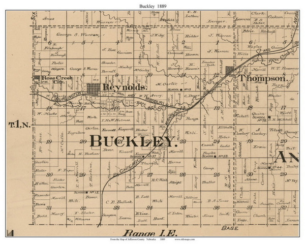 Buckley, Nebraska 1889 Old Town Map Custom Print - Jefferson Co