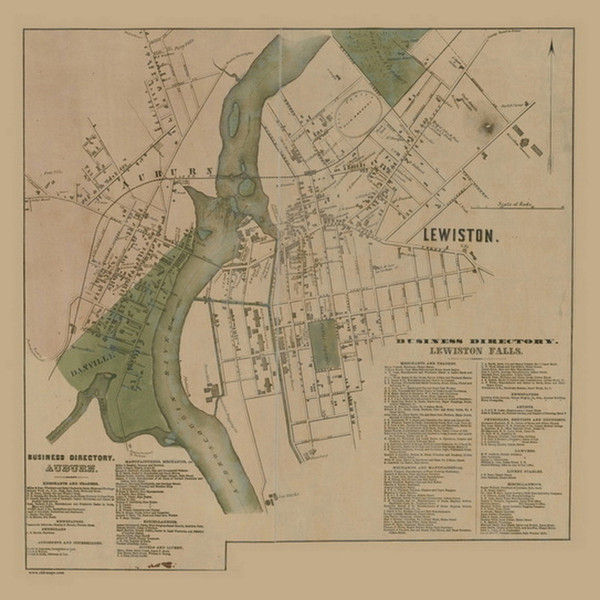 Lewiston Village, Maine 1858 Old Town Map Custom Print - Androscoggin Co.