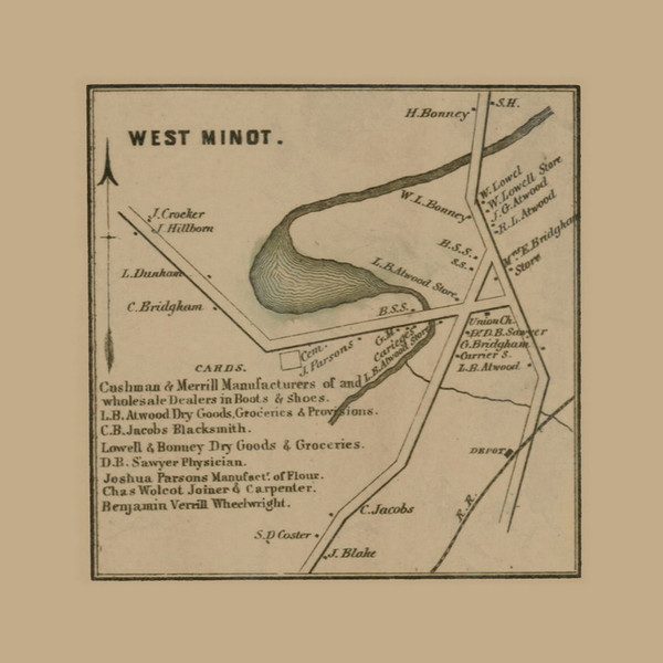West Minot, Minot, Maine 1858 Old Town Map Custom Print - Androscoggin Co.