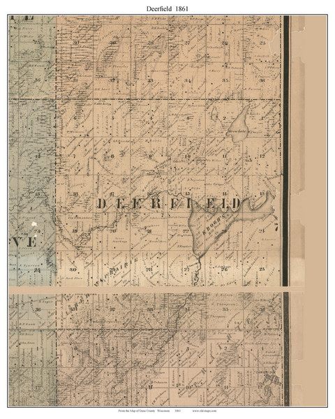 Deerfield, Wisconsin 1861 Old Town Map Custom Print - Dane Co