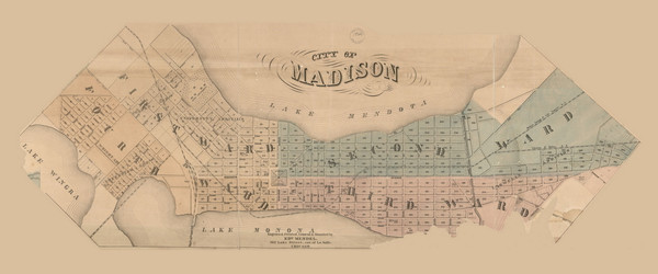 Madison City (partial), Wisconsin 1861 Old Town Map Custom Print - Dane Co