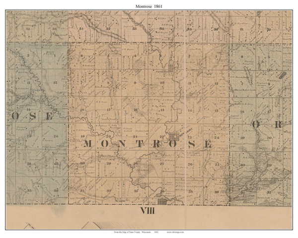 Montrose, Wisconsin 1861 Old Town Map Custom Print - Dane Co