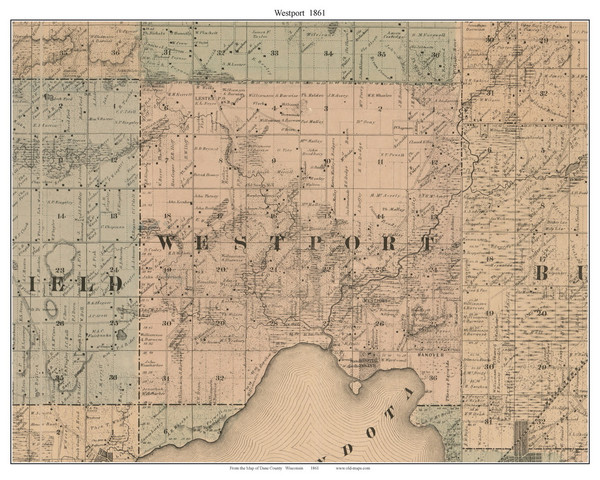 Westport, Wisconsin 1861 Old Town Map Custom Print - Dane Co