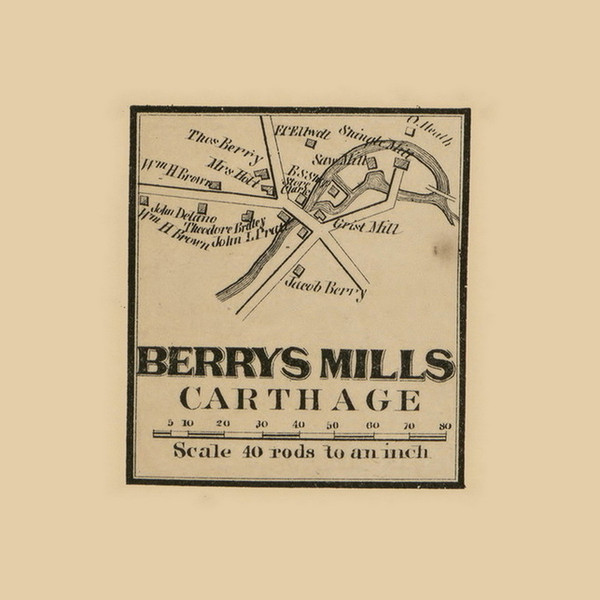 Barrys Mills, Carthage, Maine 1861 Old Town Map Custom Print - Franklin Co.