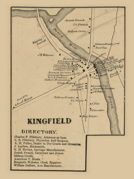 Kingfield Village, Maine 1861 Old Town Map Custom Print - Franklin Co.