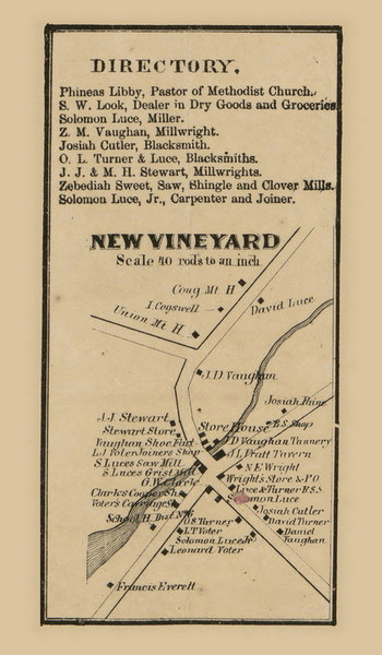 New Vineyard Village, Maine 1861 Old Town Map Custom Print - Franklin Co.