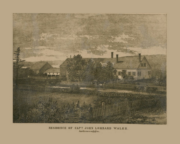 Captain Wales Residence, Maine 1858 Old Town Map Custom Print - Androscoggin Co.