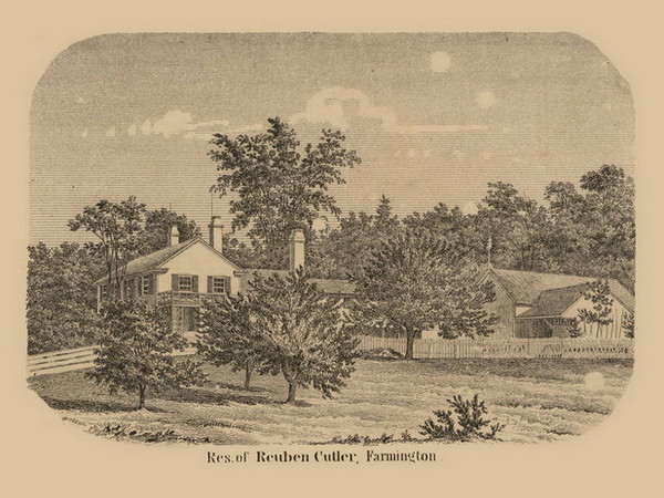 Cutler Residence, Farmington, Maine 1861 Old Town Map Custom Print - Franklin Co.