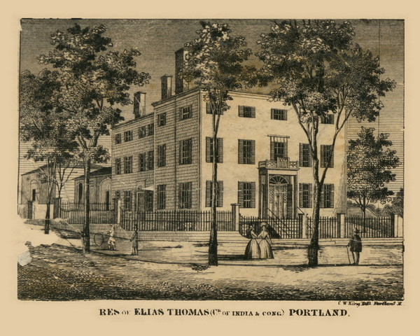 Residence of E. Thomas, Portland, Maine 1857 Old Town Map Custom Print - Cumberland Co.