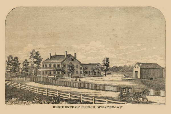 Residence of J.P. Rich, Westbrook, Maine 1857 Old Town Map Custom Print - Cumberland Co.