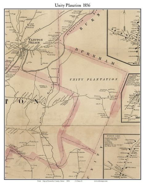 Unity Plantation, Maine 1856 Old Town Map Custom Print - Kennebec Co.