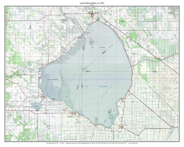 Lake Okeechobee 1981 - Custom USGS Old Topo Map - Florida