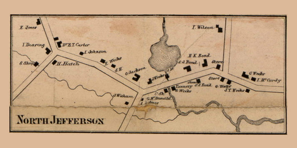 North Jefferson Village, Jefferson, Maine 1857 Old Town Map Custom Print - Lincoln Co.