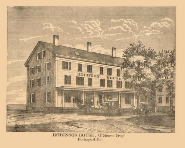 Robinson House, Bucksport, Maine 1860 Old Town Map Custom Print - Hancock Co.