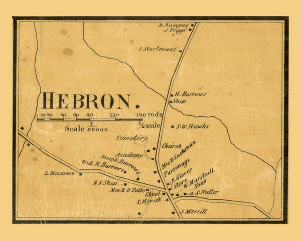 Hebron Village, Maine 1858 Old Town Map Custom Print - Oxford Co.