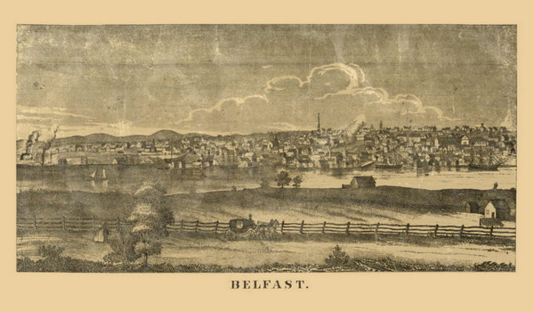 View of Belfast, Maine 1859 Old Town Map Custom Print - Waldo Co.