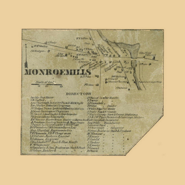 Monroe Mills, Maine 1859 Old Town Map Custom Print - Waldo Co.