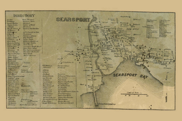 Searsport Village, Maine 1859 Old Town Map Custom Print - Waldo Co.