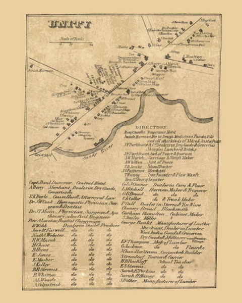 Unity Village, Maine 1859 Old Town Map Custom Print - Waldo Co.