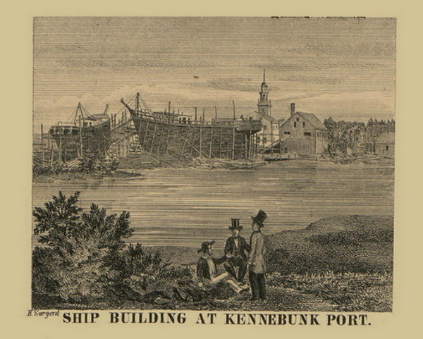 Ship Building, Kennebunk Port, Maine 1856 Old Town Map Custom Print - York Co.