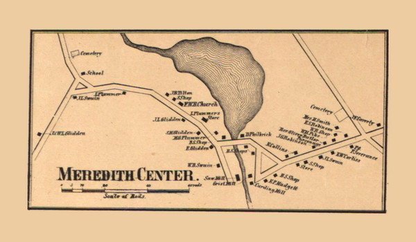 Meredith Center, New Hampshire 1860 Old Town Map Custom Print - Belknap Co. Meredith Center, New Hampshire 1860 Old Town Map Custom Print - Belknap Co.