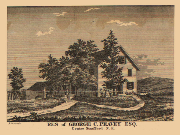 G. Peavey Esq Residence, Center Strafford, New Hampshire 1876 Old Town Map Custom Print - Belknap Co.