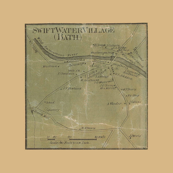 Swift Water Village, Bath, New Hampshire 1860 Old Town Map Custom Print - Grafton Co.