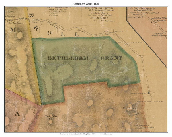Bethlehem Grant, New Hampshire 1860 Old Town Map Custom Print - Grafton Co.