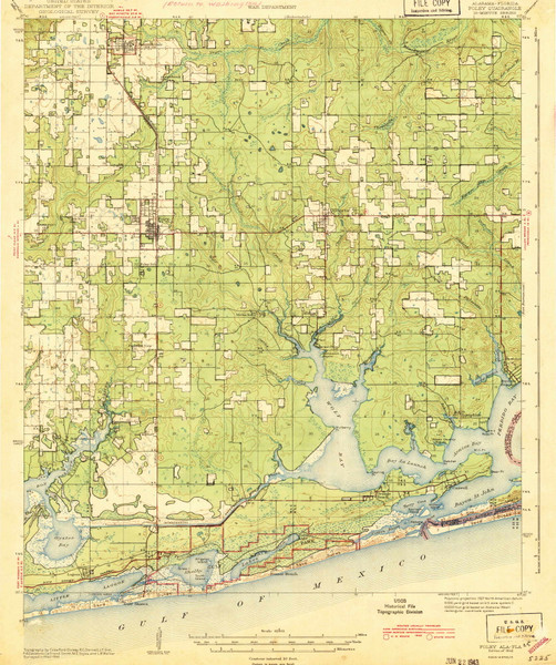 Foley, Alabama 1943 () USGS Old Topo Map Reprint 15x15 FL Quad 305580 Foley, Alabama 1943 () USGS Old Topo Map Reprint 15x15 FL Quad 305580