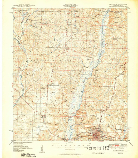 Crestview, Florida 1951 () USGS Old Topo Map Reprint 15x15 FL Quad 345660