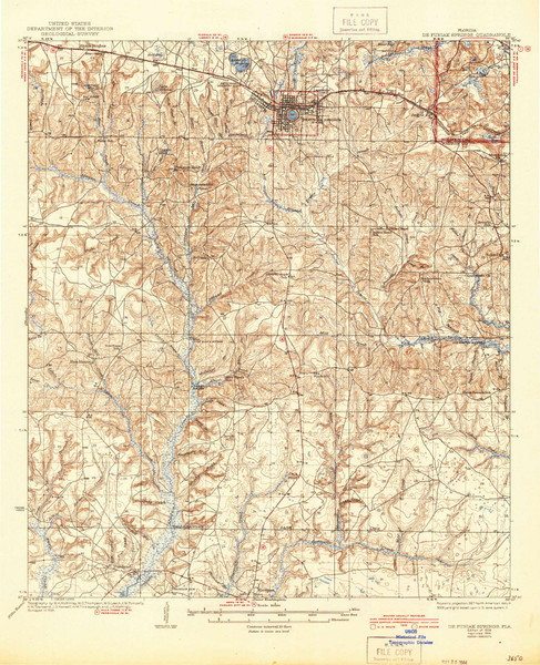 De Funiak Springs, Florida 1938 (1944) USGS Old Topo Map Reprint 15x15 FL Quad 345773