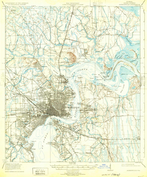 Jacksonville, Florida 1918 (1932) USGS Old Topo Map Reprint 15x15 FL Quad 346813