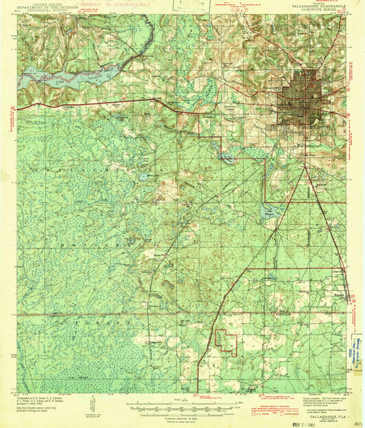 Tallahassee, Florida 1943 () USGS Old Topo Map Reprint 15x15 FL Quad 348768