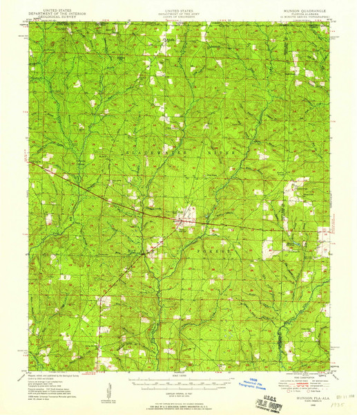 Munson, Florida 1948 (1958) USGS Old Topo Map Reprint 15x15 FL Quad 347567 Munson, Florida 1948 (1958) USGS Old Topo Map Reprint 15x15 FL Quad 347567
