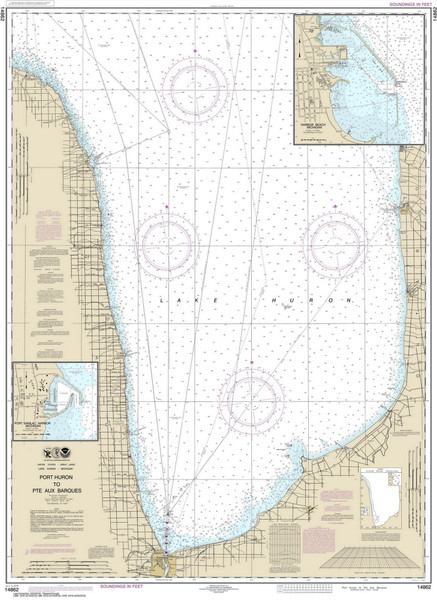 Port Huron to Pte. Aux Barques 2016 Lake Huron Harbor Chart Reprint Great Lakes 5 - 51