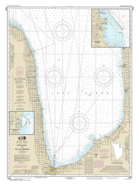 Port Huron to Pte. Aux Barques 2016 Lake Huron Harbor Chart Reprint Great Lakes 5 - 51