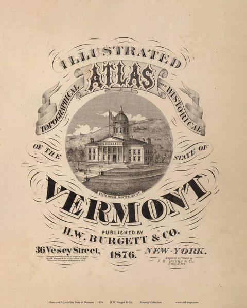 Title Page 1876- from the Burgett & Co Vermont State Atlas - Old Map Reprint 0B Title Page 1876- from the Burgett & Co Vermont State Atlas - Old Map Reprint 0B